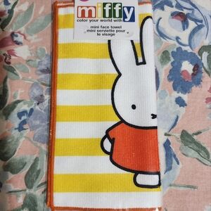 NEW miffy Dick Bruna Mini Face Towel Orange Dress With Boris Bear Plushie Graphi